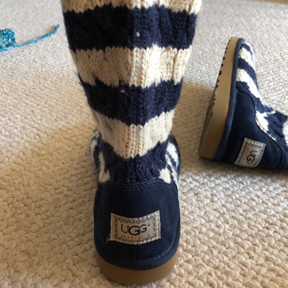 Ugg Blue and White striped boots
